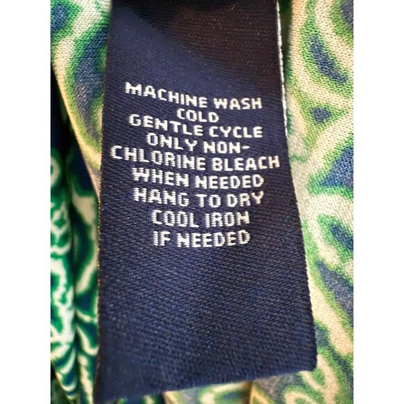 Chaps Ralph Lauren V Neck Green Blue Mandala Stretchy Maxi Dress size Medium - Picture 5 of 6